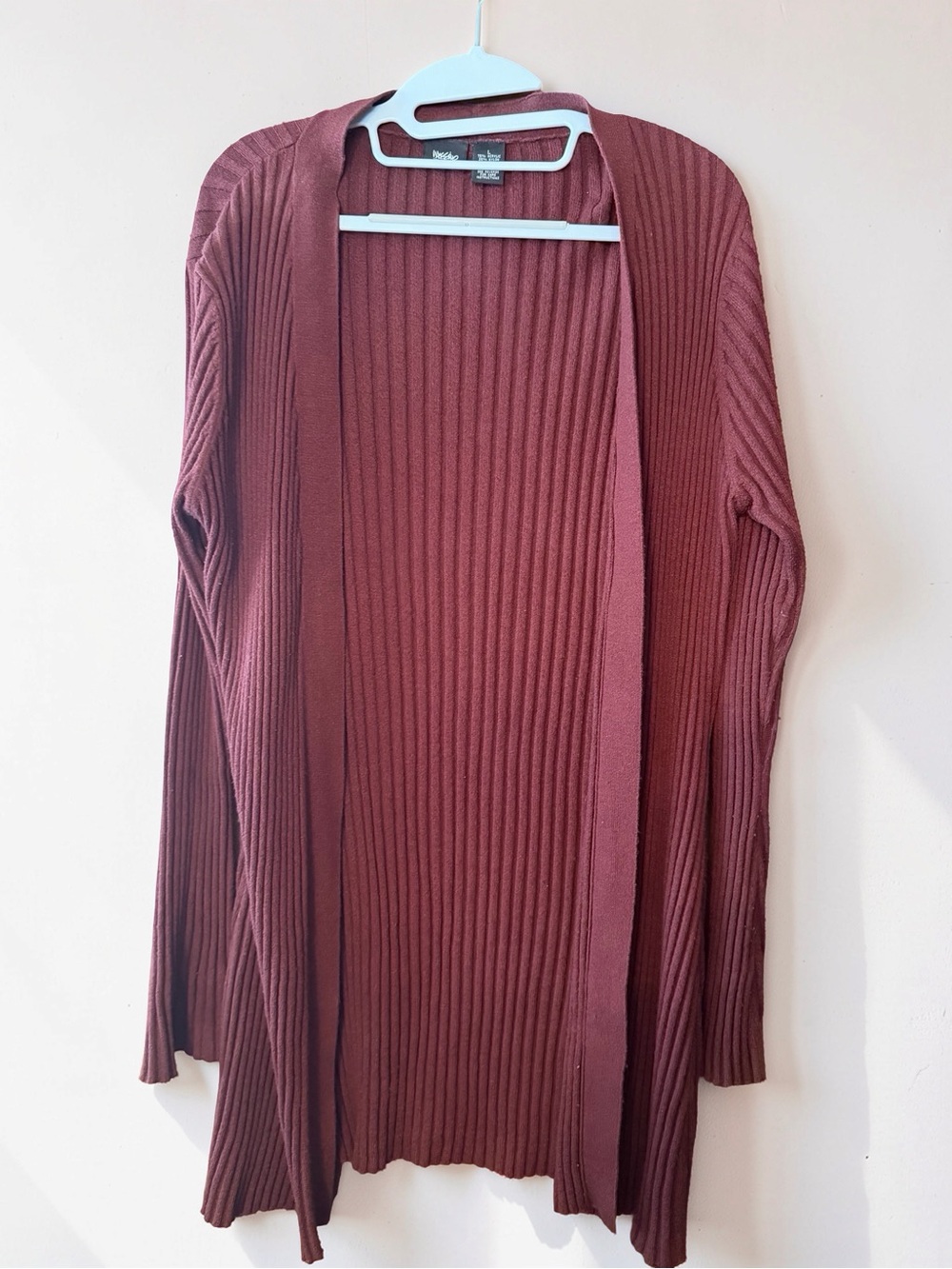 Vintage Mossimo open-Front Ribbed Cardigan in Burgundy